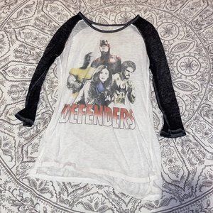 sheer oversized long sleeved marvel graphic tee